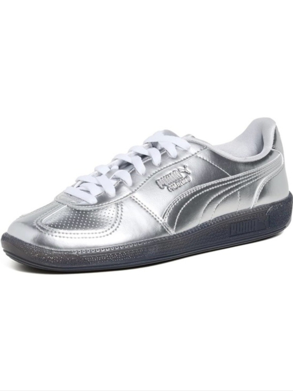 Puma Silver Low-Top Womens Sneaker with White Laces